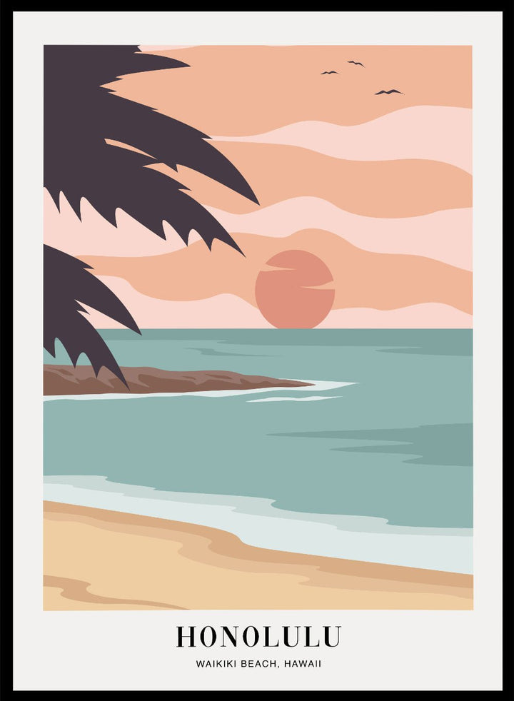 Waikiki Beach Honolulu Hawaii Art Print_Sugar & Canvas