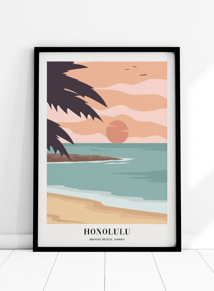 Waikiki Beach Honolulu Hawaii Art Print_Sugar & Canvas