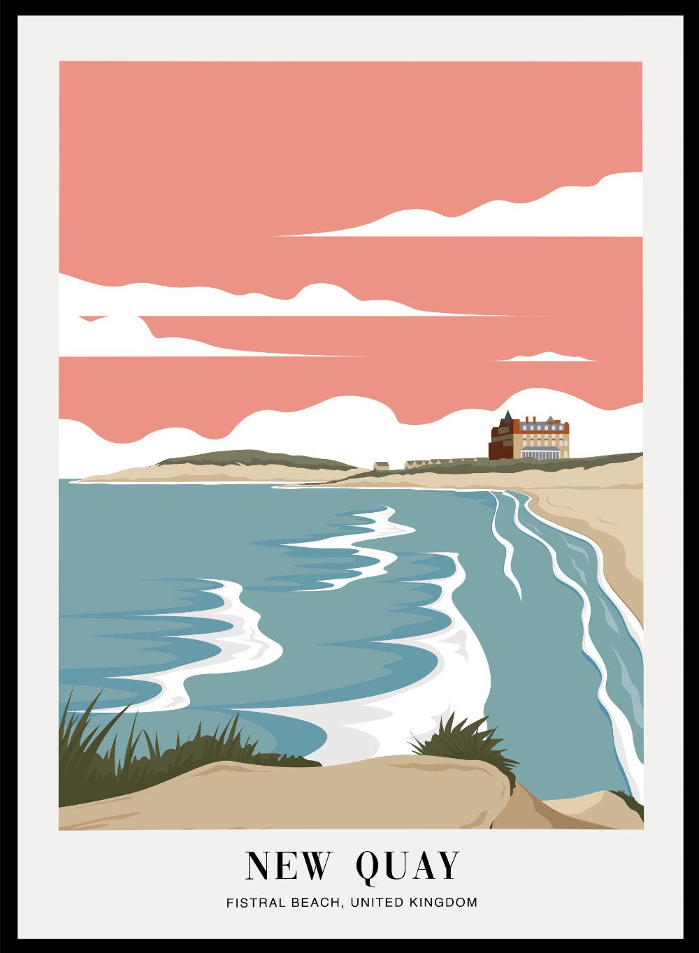 Fistral Beach New Quay Art Print_Sugar & Canvas