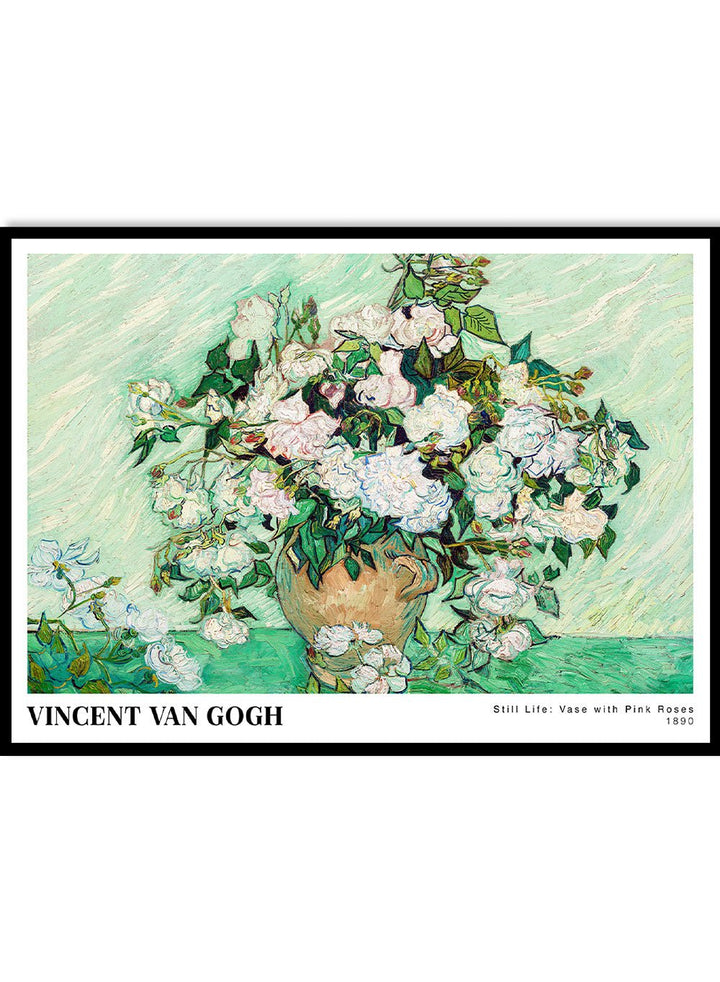 Van Gogh Vase with Pink Roses 1890 Art Print_Sugar & Canvas