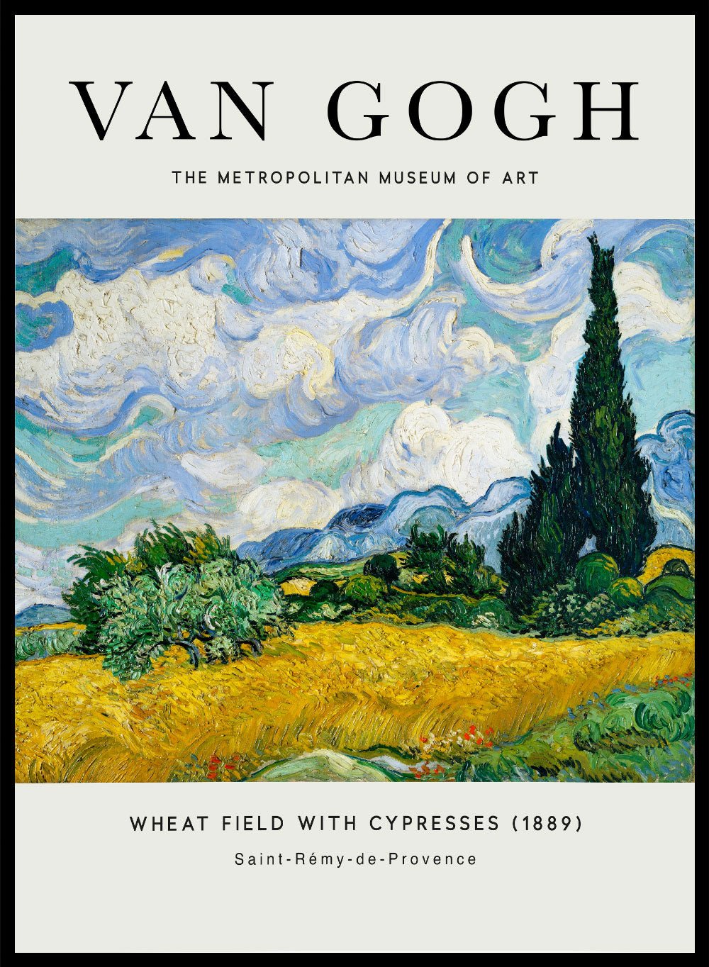 Van Gogh Wheat Field with Cypresses 1889 Art Print_Sugar & Canvas