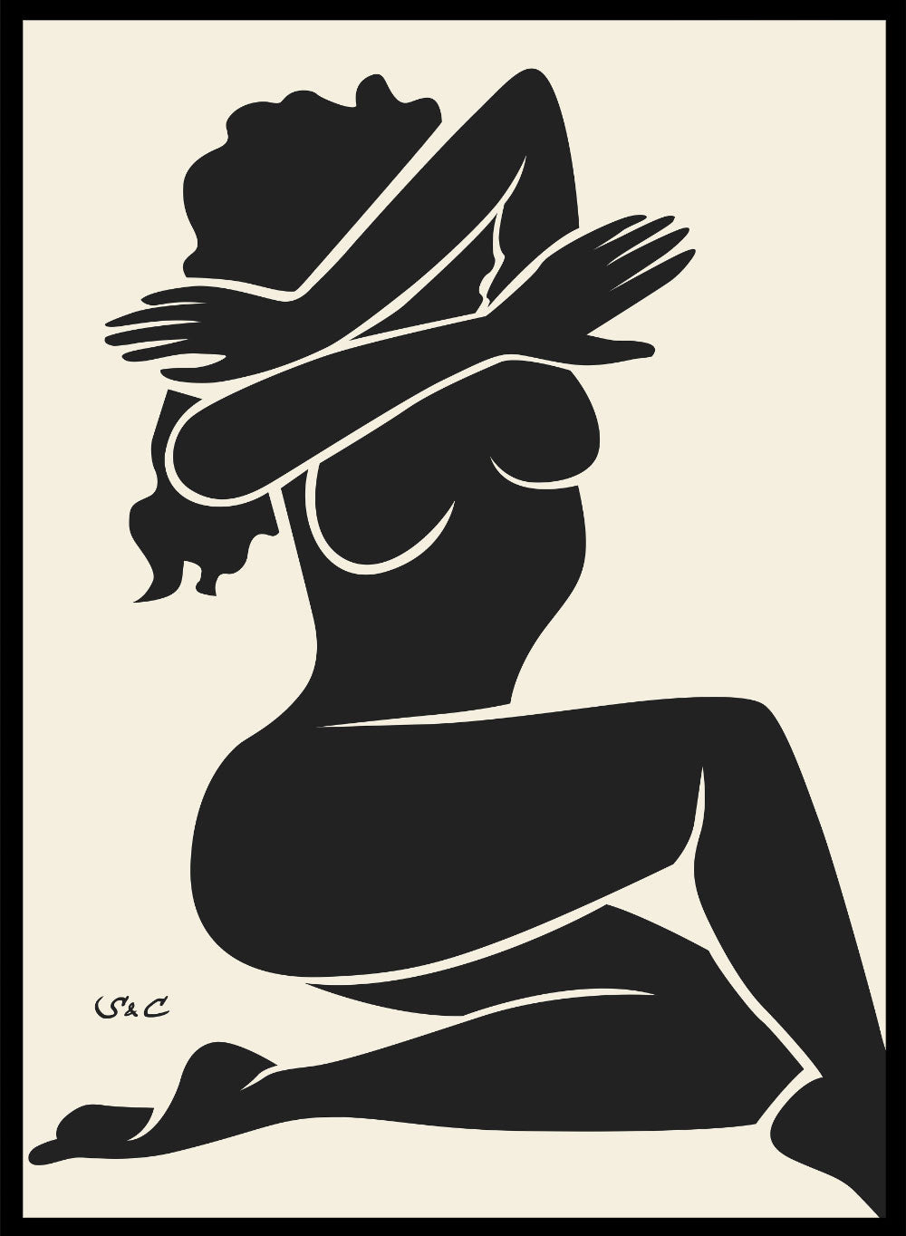 Sugar & Canvas 5x7 inches/13x18cm / Black Abstract Figure Art Print #WP01