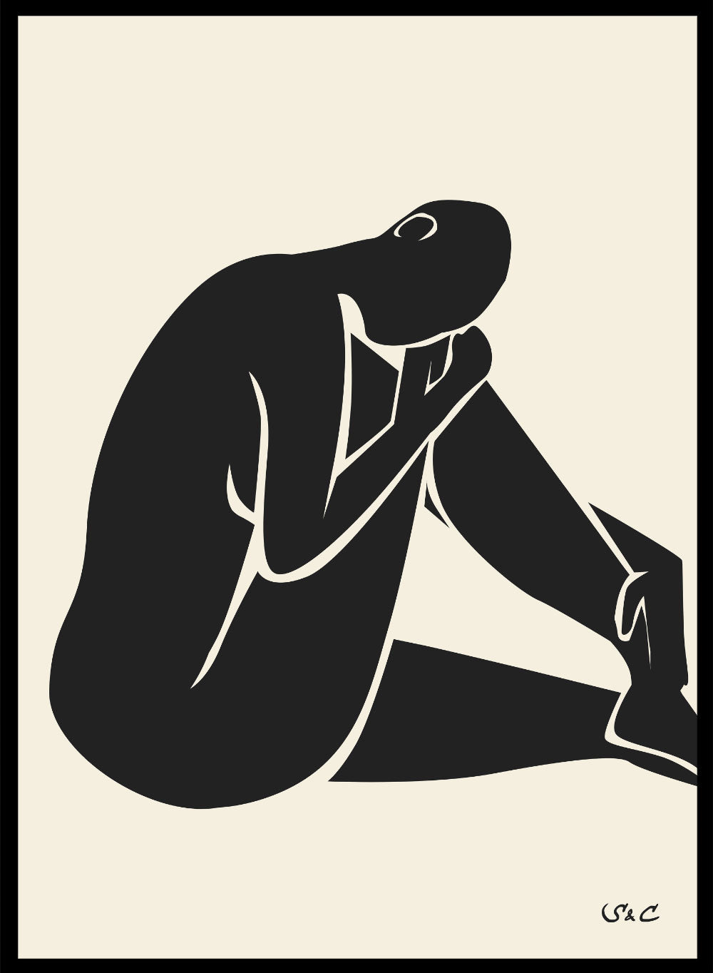 Sugar & Canvas 5x7 inches/13x18cm / Black Abstract Figure Art Print #WP02