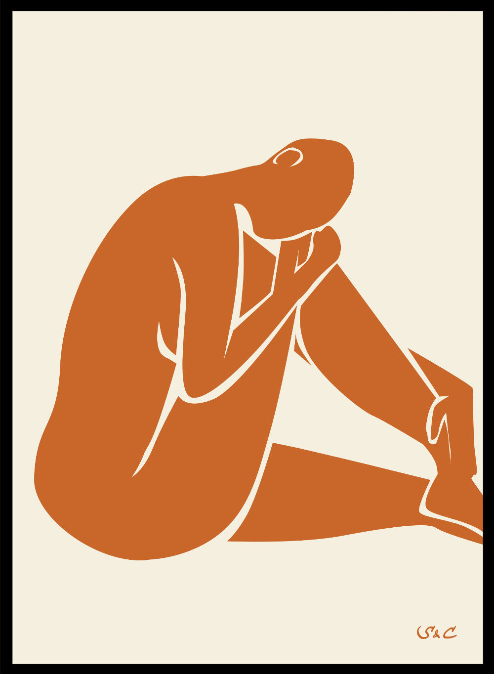 Sugar & Canvas 5x7 inches/13x18cm / Burnt Orange Abstract Figure Art Print #WP02