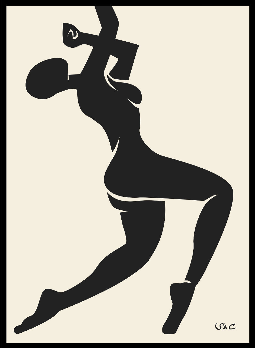 Sugar & Canvas 5x7 inches/13x18cm / Black Abstract Figure Art Print #WP04