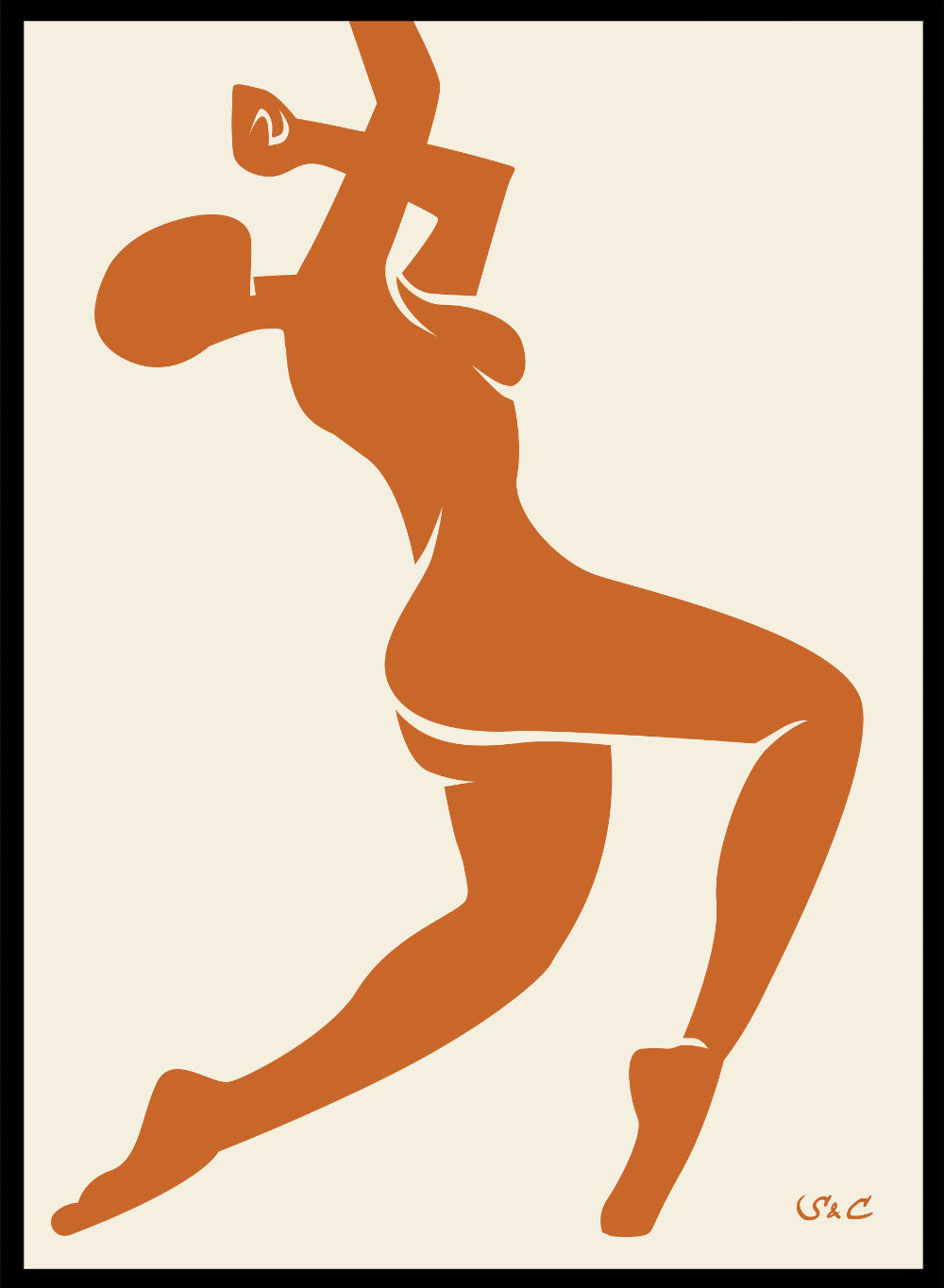 Sugar & Canvas 5x7 inches/13x18cm / Burnt Orange Abstract Figure Art Print #WP04