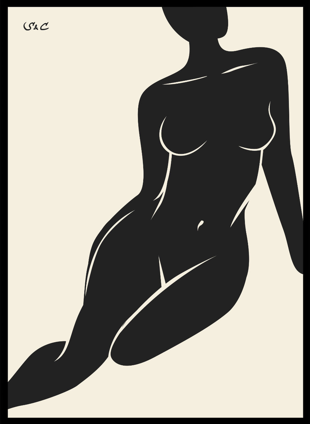 Sugar & Canvas 5x7 inches/13x18cm / Black Abstract Figure Art Print #WP07