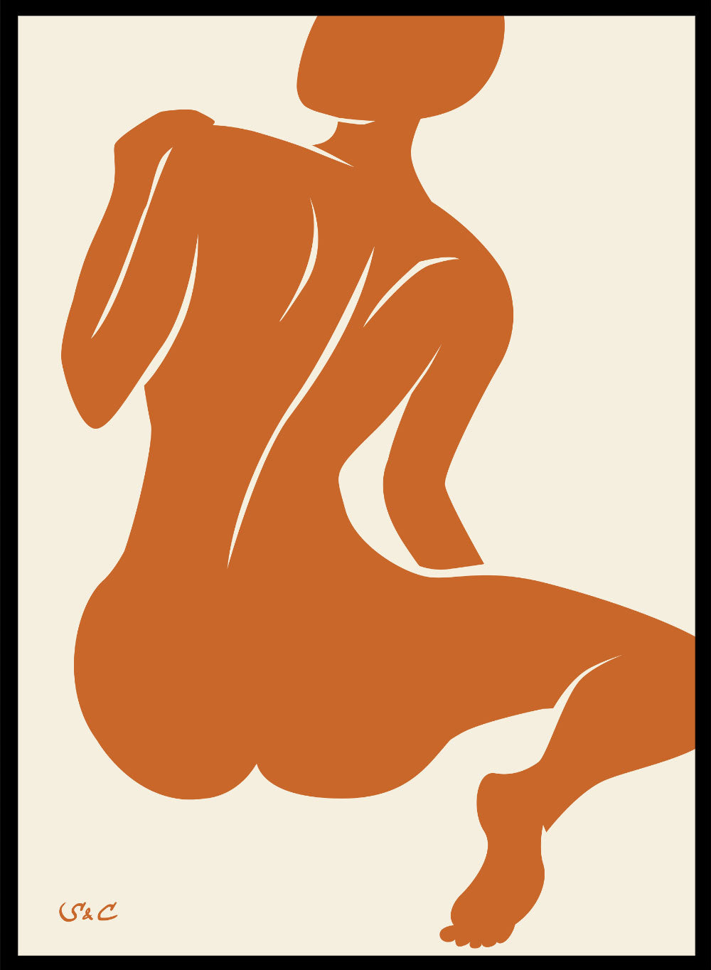 Sugar & Canvas 5x7 inches/13x18cm / Burnt Orange Abstract Figure Art Print #WP09