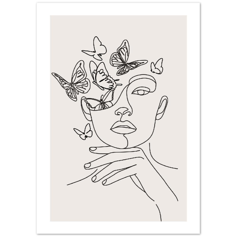 Head of Butterflies Line Art Print_Sugar & Canvas
