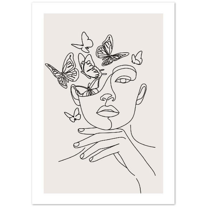 Head of Butterflies Line Art Print_Sugar & Canvas